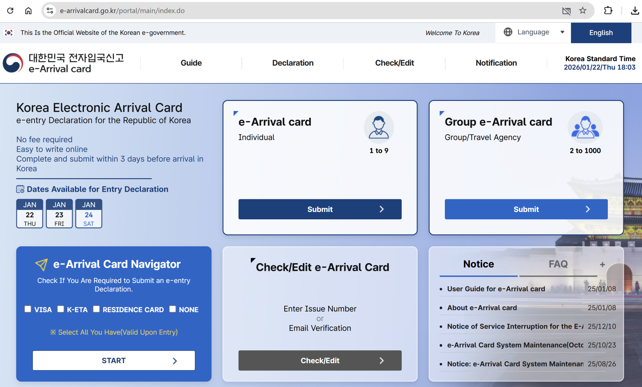 Korea Arrival Card - Khai báo nhập cảnh Hàn Quốc